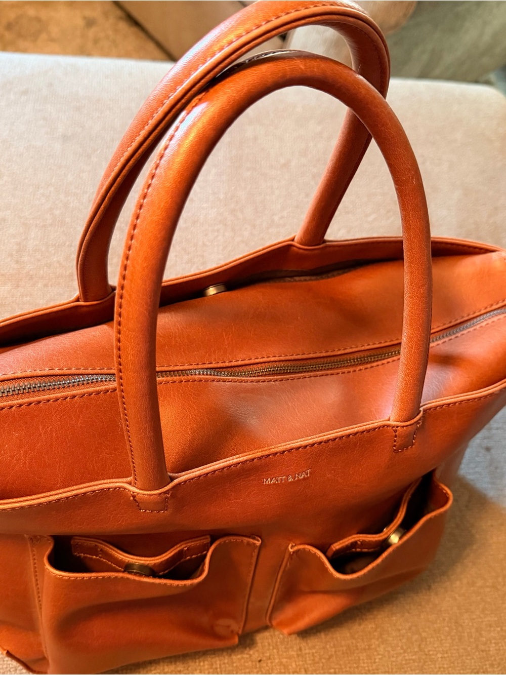 Matt & Nat Tan Leather Diaper Bag